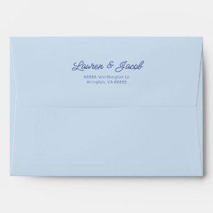 Modern Minimal Minimalist Blue Wedding Envelope