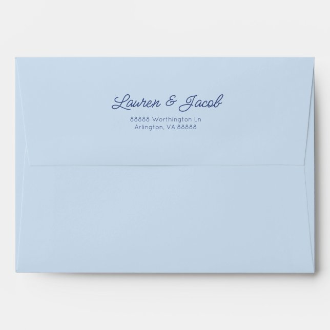 Modern Minimal Minimalist Blue Wedding Envelope (Back (Top Flap))