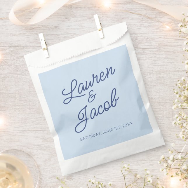 Modern Minimal Minimalist Blue Wedding Favor Bag (Clipped)