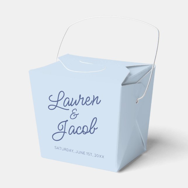 Modern Minimal Minimalist Blue Wedding Favor Boxes (Front Side)