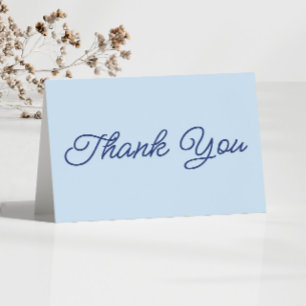 Modern Minimal Minimalist Blue Wedding Letterpress Thank You Card