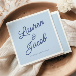 Modern Minimal Minimalist Blue Wedding Napkins