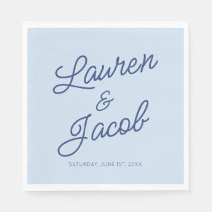 Modern Minimal Minimalist Blue Wedding Napkins