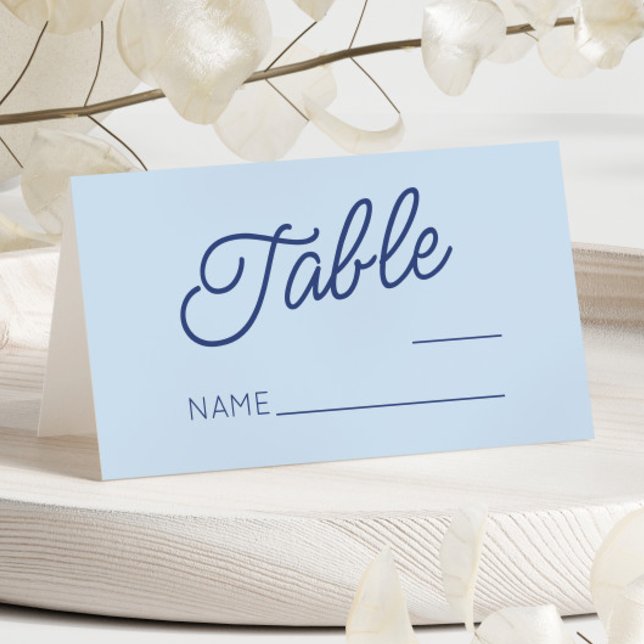 Modern Minimal Minimalist Blue Wedding Place Card (Creator Uploaded)