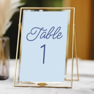 Modern Minimal Minimalist Blue Wedding Table Number