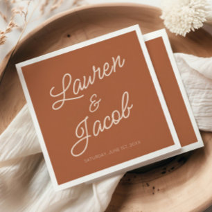 Modern Minimal Minimalist Brown Boho Wedding Napkins