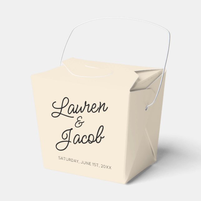 Modern Minimal Minimalist Champagne Wedding Favor Boxes (Front Side)