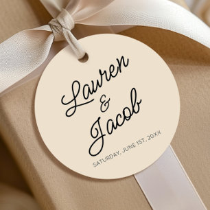 Modern Minimal Minimalist Champagne Wedding Favor Tags