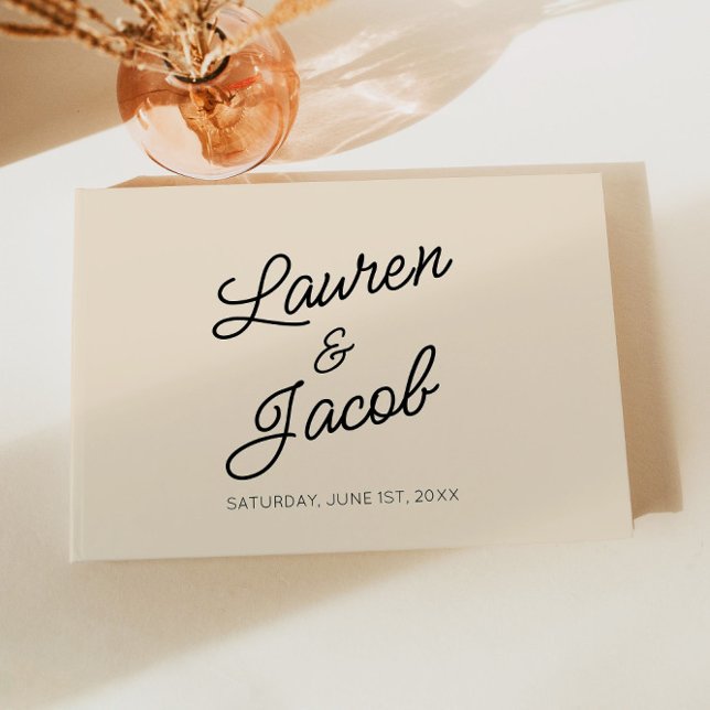 Modern Minimal Minimalist Champagne Wedding Guest Book (Creator Uploaded)