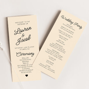 Modern Minimal Minimalist Champagne Wedding Program