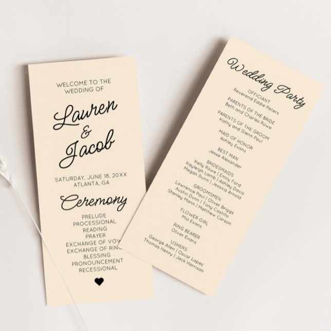 Modern Minimal Minimalist Champagne Wedding Program (Creator Uploaded)