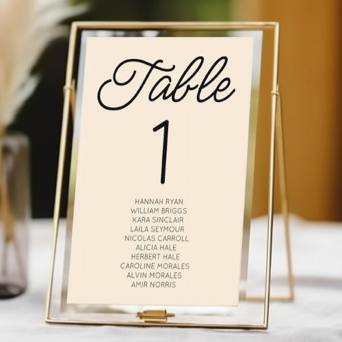 Modern Minimal Minimalist Champagne Wedding Table Number