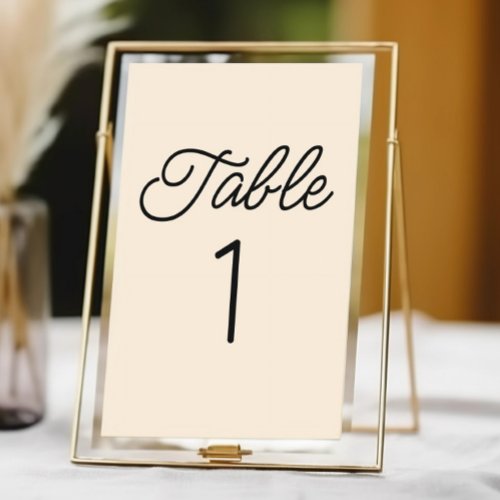 Modern Minimal Minimalist Champagne Wedding Table Number