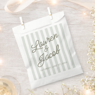 Modern Minimal Minimalist Green Stripes Wedding Favor Bag