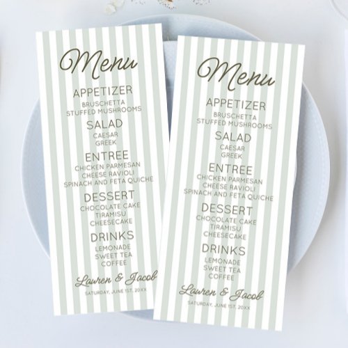 Modern Minimal Minimalist Green Stripes Wedding