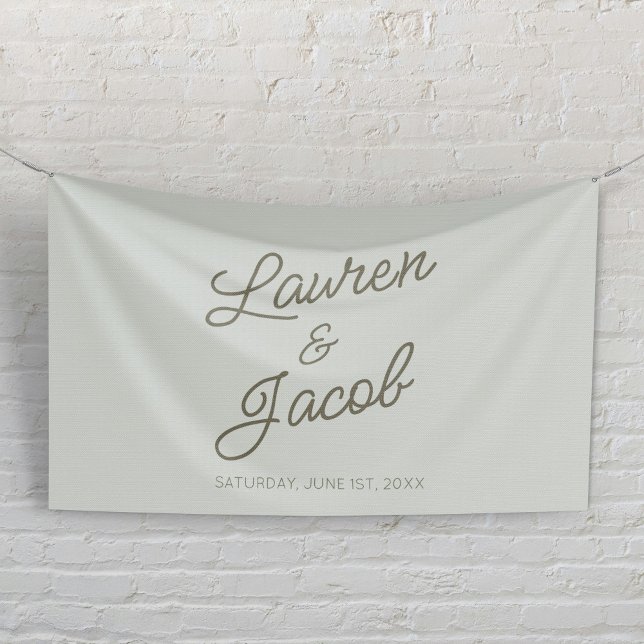 Modern Minimal Minimalist Green Wedding Banner (Creator Uploaded)
