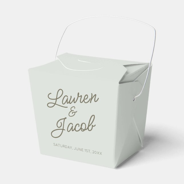 Modern Minimal Minimalist Green Wedding Favor Boxes (Front Side)