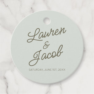 Modern Minimal Minimalist Green Wedding Favor Tags