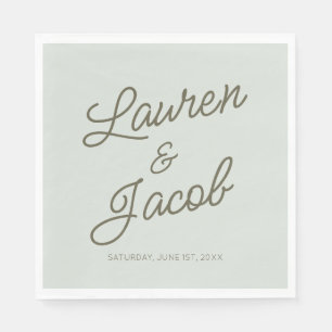 Modern Minimal Minimalist Green Wedding Napkins