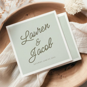 Modern Minimal Minimalist Green Wedding Napkins