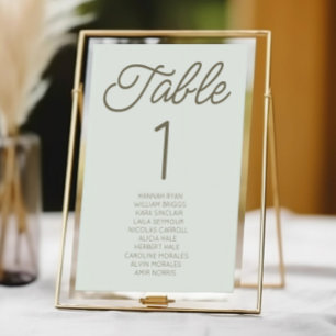 Modern Minimal Minimalist Green Wedding Table Number