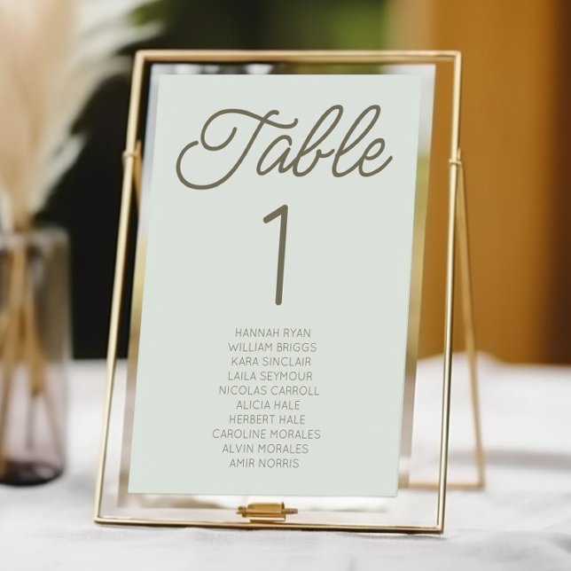 Modern Minimal Minimalist Green Wedding Table Number (Creator Uploaded)