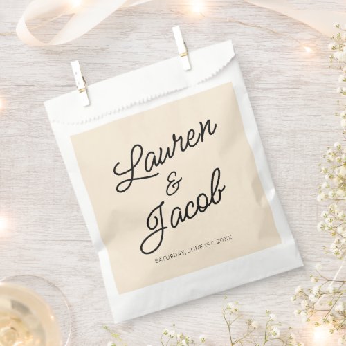 Modern Minimal Minimalist Light Champagne Wedding Favor Bag