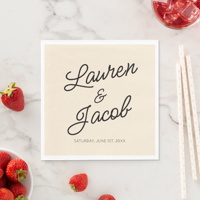 Modern Minimal Minimalist Light Champagne Wedding Napkins (Insitu)