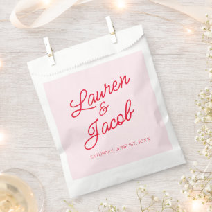 Modern Minimal Minimalist Pink and Red Wedding Favor Bag