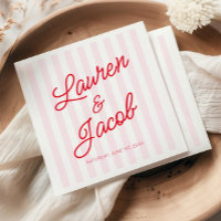 Modern Minimal Minimalist Red Pink Stripes Wedding