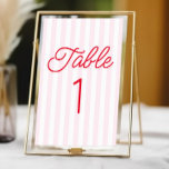 Modern Minimal Minimalist Red Pink Stripes Wedding Table Number<br><div class="desc">This is a Modern Minimal Minimalist Red Pink Stripes Wedding Table Number!</div>