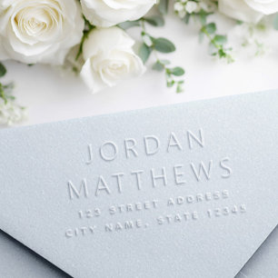 Modern minimal minimalist return address embosser
