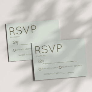 Modern Minimal Minimalist Sage Green Wedding RSVP Card