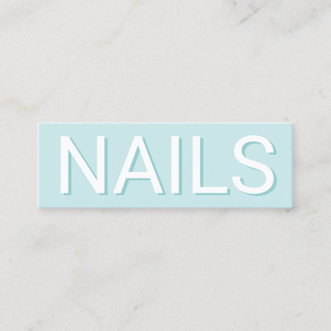Modern minimal mint typography nails mini business card (Front)