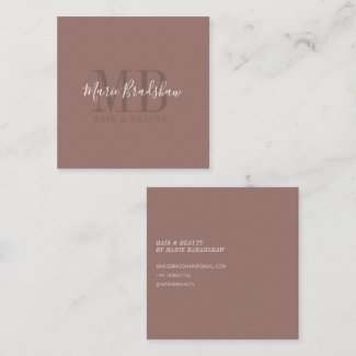 Modern & Minimal Mocha and Cream Square Business Card