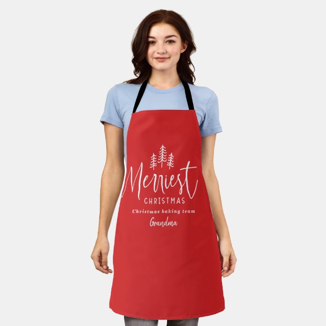 Modern minimal monochrome Christmas family baking Apron (Worn)
