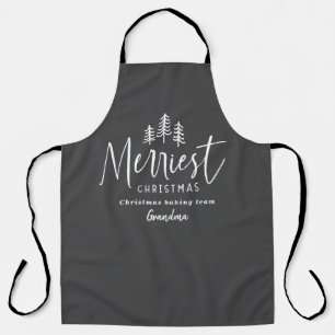 Modern minimal monochrome Christmas family baking Apron