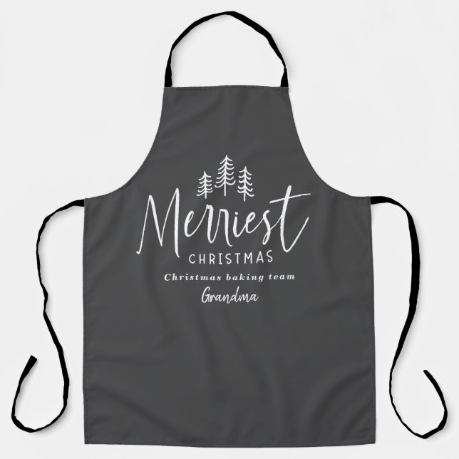 Modern minimal monochrome Christmas family baking Apron (Front)