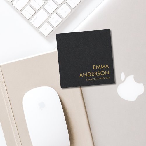 Modern Minimal Monochrome Typography Black Paper Square Business Card