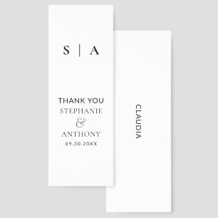 Modern Minimal Monogram Black and White Wedding Bookmarks