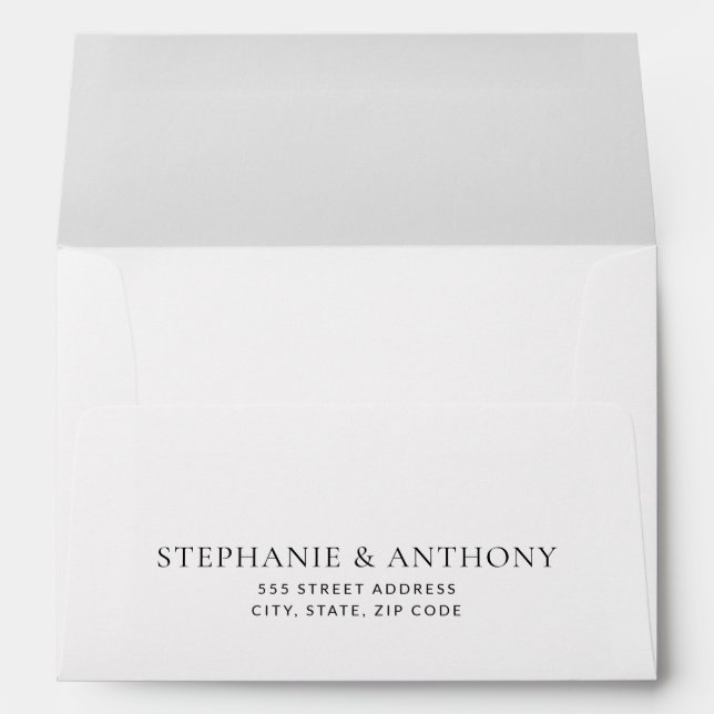 Modern Minimal Monogram Black and White Wedding  Envelope (Back (Bottom))