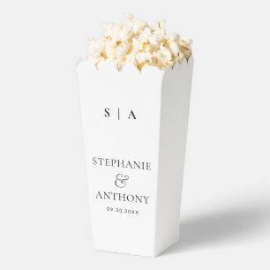Modern Minimal Monogram Black and White Wedding Favor Boxes