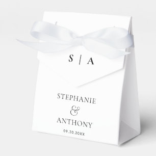 Modern Minimal Monogram Black and White Wedding    Favor Boxes