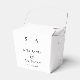 Modern Minimal Monogram Black and White Wedding    Favor Boxes