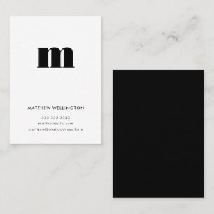 Modern Minimal Monogram Black White Letter Initial Business Card