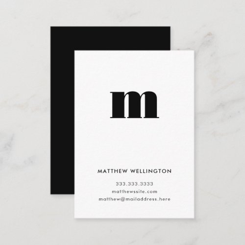 Modern Minimal Monogram Black White Letter Initial Business Card