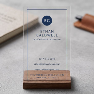 Modern Minimal Monogram Clear Business Cards