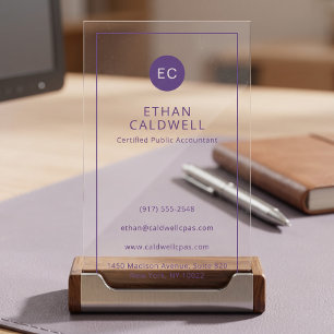 Modern Minimal Monogram Clear Business Cards