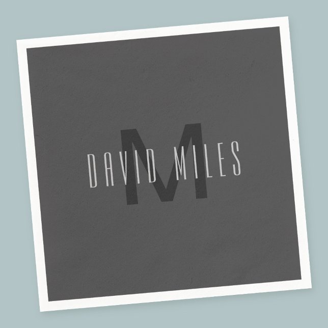 Modern Minimal Monogram Design Editable Dark Grey Napkins (Creator Uploaded)