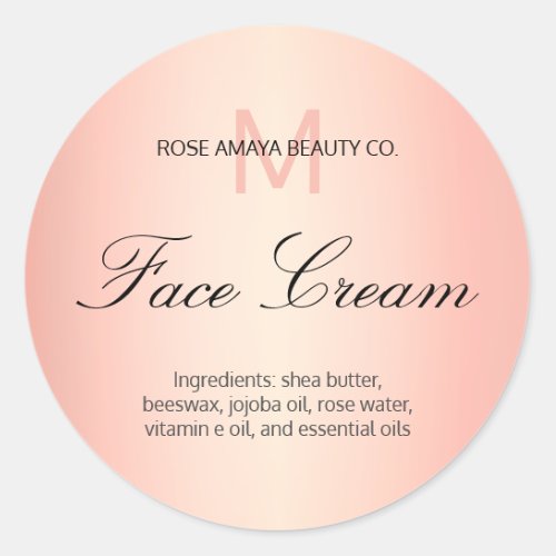 Modern Minimal Monogram Face Cream Skin Care Label
